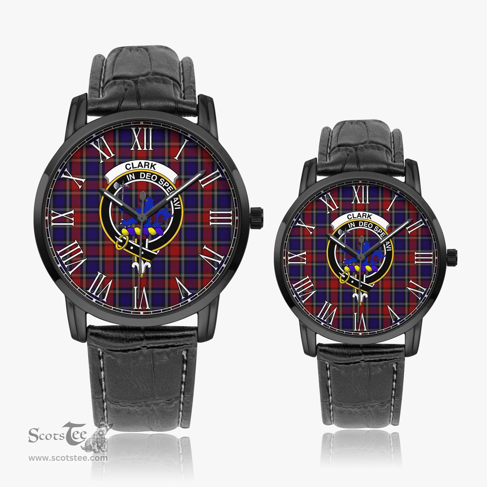 Scottish Clark (Lion) Red Family Crest Quartz Watch With Leather Strap - Tartan Watch Instafamous Quartz Leather Strap Plaid Watch Scottish Plaid Tartan Plaid - ScotsTee - scotstee.com