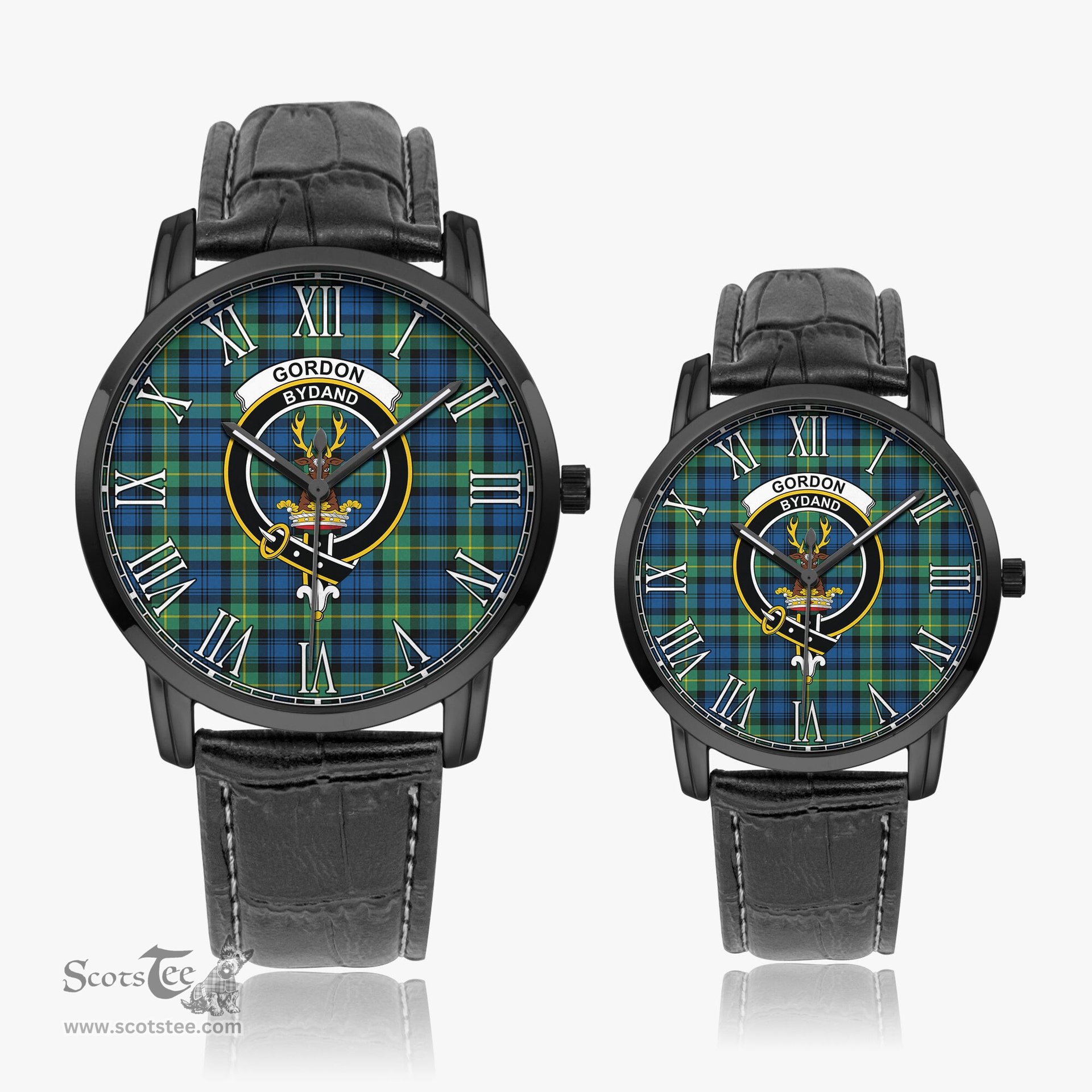 Scottish Gordon Ancient Family Crest Quartz Watch With Leather Strap - Tartan Watch Instafamous Quartz Leather Strap Plaid Watch Scottish Plaid Tartan Plaid - ScotsTee - scotstee.com