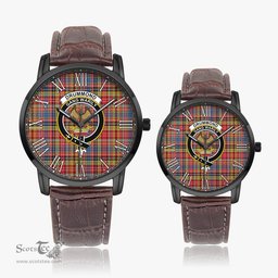 Scottish Drummond of Strathallan Modern Family Crest Quartz Watch With Leather Strap - Tartan Watch Instafamous Quartz Leather Strap Plaid Watch Scottish Plaid Tartan Plaid - ScotsTee - scotstee.com