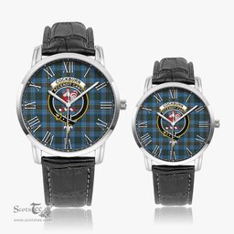 Scottish Cockburn Modern Family Crest Quartz Watch With Leather Strap - Tartan Watch Instafamous Quartz Leather Strap Plaid Watch Scottish Plaid Tartan Plaid - ScotsTee - scotstee.com