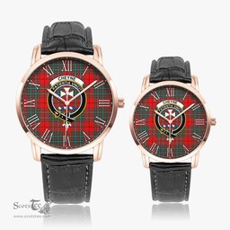 Scottish Cheyne Family Crest Quartz Watch With Leather Strap - Tartan Watch Instafamous Quartz Leather Strap Plaid Watch Scottish Plaid Tartan Plaid - ScotsTee - scotstee.com