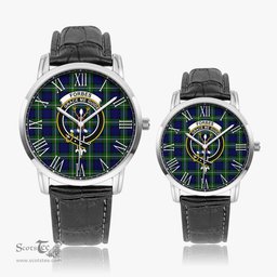 Scottish Forbes Modern Family Crest Quartz Watch With Leather Strap - Tartan Watch Instafamous Quartz Leather Strap Plaid Watch Scottish Plaid Tartan Plaid - ScotsTee - scotstee.com
