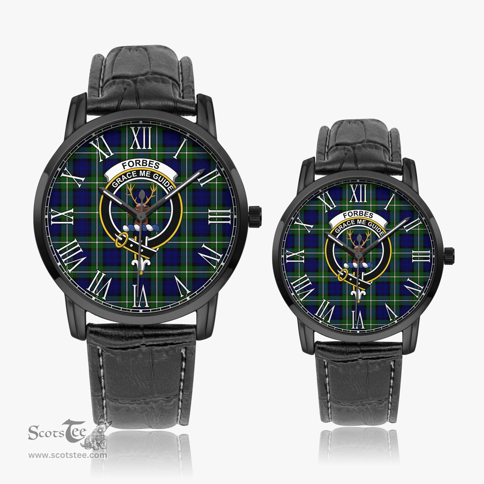 Scottish Forbes Modern Family Crest Quartz Watch With Leather Strap - Tartan Watch Instafamous Quartz Leather Strap Plaid Watch Scottish Plaid Tartan Plaid - ScotsTee - scotstee.com