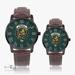 Scottish Campbell of Argyll #02 Family Crest Quartz Watch With Leather Strap - Tartan Watch Instafamous Quartz Leather Strap Plaid Watch Scottish Plaid Tartan Plaid - ScotsTee - scotstee.com