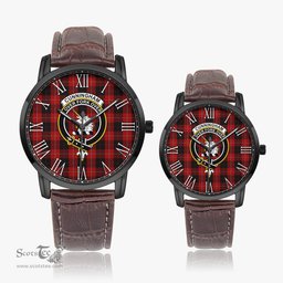 Scottish Cunningham Family Crest Quartz Watch With Leather Strap - Tartan Watch Instafamous Quartz Leather Strap Plaid Watch Scottish Plaid Tartan Plaid - ScotsTee - scotstee.com