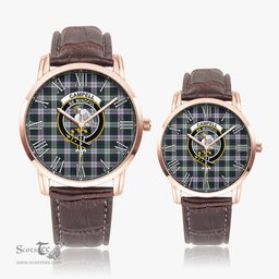 Scottish Campbell of Cawdor Dress Family Crest Quartz Watch With Leather Strap - Tartan Watch Instafamous Quartz Leather Strap Plaid Watch Scottish Plaid Tartan Plaid - ScotsTee - scotstee.com