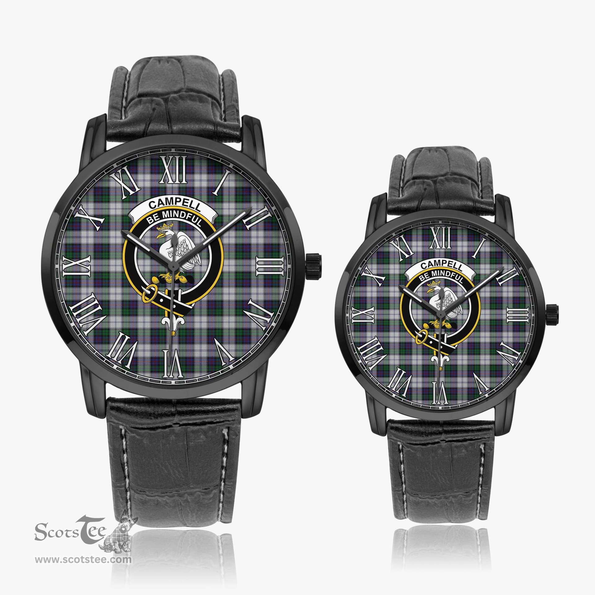 Scottish Campbell of Cawdor Dress Family Crest Quartz Watch With Leather Strap - Tartan Watch Instafamous Quartz Leather Strap Plaid Watch Scottish Plaid Tartan Plaid - ScotsTee - scotstee.com