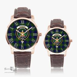Scottish Dundas Modern Family Crest Quartz Watch With Leather Strap - Tartan Watch Instafamous Quartz Leather Strap Plaid Watch Scottish Plaid Tartan Plaid - ScotsTee - scotstee.com