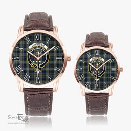 Scottish Davidson of Tulloch Dress Family Crest Quartz Watch With Leather Strap - Tartan Watch Instafamous Quartz Leather Strap Plaid Watch Scottish Plaid Tartan Plaid - ScotsTee - scotstee.com