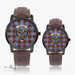 Scottish Crichton Family Crest Quartz Watch With Leather Strap - Tartan Watch Instafamous Quartz Leather Strap Plaid Watch Scottish Plaid Tartan Plaid - ScotsTee - scotstee.com