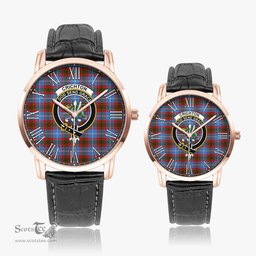 Scottish Crichton Family Crest Quartz Watch With Leather Strap - Tartan Watch Instafamous Quartz Leather Strap Plaid Watch Scottish Plaid Tartan Plaid - ScotsTee - scotstee.com