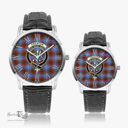 Scottish Crichton Family Crest Quartz Watch With Leather Strap - Tartan Watch Instafamous Quartz Leather Strap Plaid Watch Scottish Plaid Tartan Plaid - ScotsTee - scotstee.com