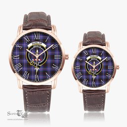 Scottish Dunlop Modern Family Crest Quartz Watch With Leather Strap - Tartan Watch Instafamous Quartz Leather Strap Plaid Watch Scottish Plaid Tartan Plaid - ScotsTee - scotstee.com