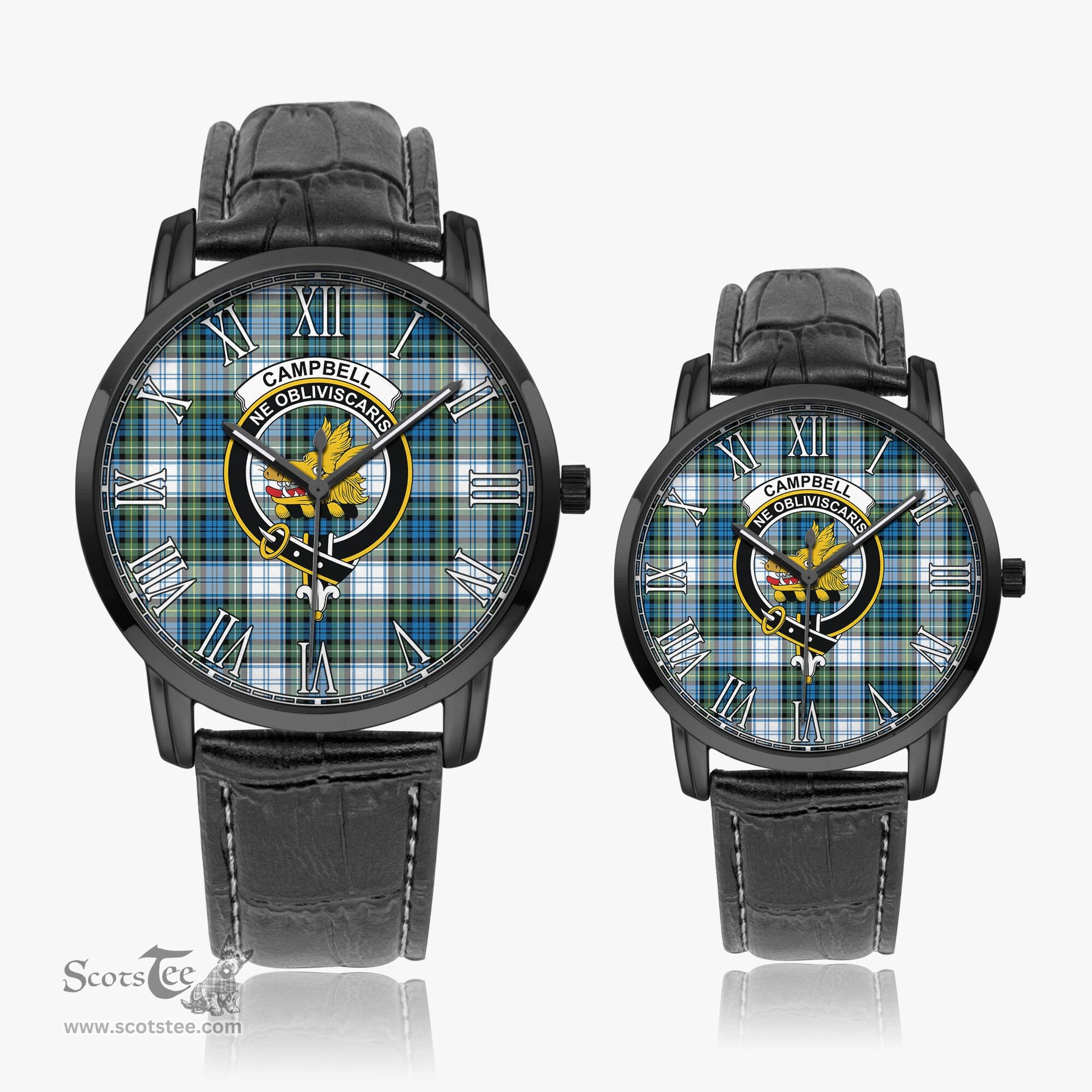 Scottish Campbell Dress Ancient Family Crest Quartz Watch With Leather Strap - Tartan Watch Instafamous Quartz Leather Strap Plaid Watch Scottish Plaid Tartan Plaid - ScotsTee - scotstee.com
