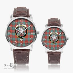 Scottish Dunbar Ancient Family Crest Quartz Watch With Leather Strap - Tartan Watch Instafamous Quartz Leather Strap Plaid Watch Scottish Plaid Tartan Plaid - ScotsTee - scotstee.com