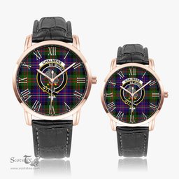 Scottish Chalmers Modern Family Crest Quartz Watch With Leather Strap - Tartan Watch Instafamous Quartz Leather Strap Plaid Watch Scottish Plaid Tartan Plaid - ScotsTee - scotstee.com