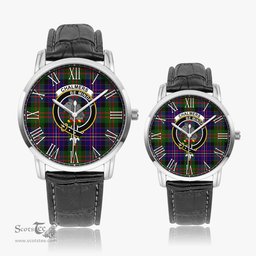 Scottish Chalmers Modern Family Crest Quartz Watch With Leather Strap - Tartan Watch Instafamous Quartz Leather Strap Plaid Watch Scottish Plaid Tartan Plaid - ScotsTee - scotstee.com