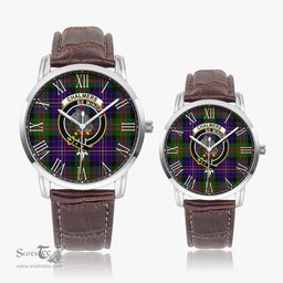 Scottish Chalmers Modern Family Crest Quartz Watch With Leather Strap - Tartan Watch Instafamous Quartz Leather Strap Plaid Watch Scottish Plaid Tartan Plaid - ScotsTee - scotstee.com