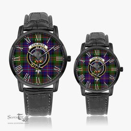 Scottish Chalmers Modern Family Crest Quartz Watch With Leather Strap - Tartan Watch Instafamous Quartz Leather Strap Plaid Watch Scottish Plaid Tartan Plaid - ScotsTee - scotstee.com