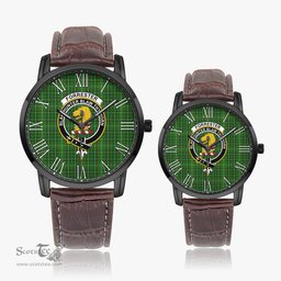 Scottish Forrester or Foster Hunting Family Crest Quartz Watch With Leather Strap - Tartan Watch Instafamous Quartz Leather Strap Plaid Watch Scottish Plaid Tartan Plaid - ScotsTee - scotstee.com