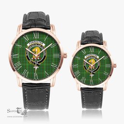 Scottish Forrester or Foster Hunting Family Crest Quartz Watch With Leather Strap - Tartan Watch Instafamous Quartz Leather Strap Plaid Watch Scottish Plaid Tartan Plaid - ScotsTee - scotstee.com