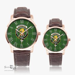 Scottish Forrester or Foster Hunting Family Crest Quartz Watch With Leather Strap - Tartan Watch Instafamous Quartz Leather Strap Plaid Watch Scottish Plaid Tartan Plaid - ScotsTee - scotstee.com