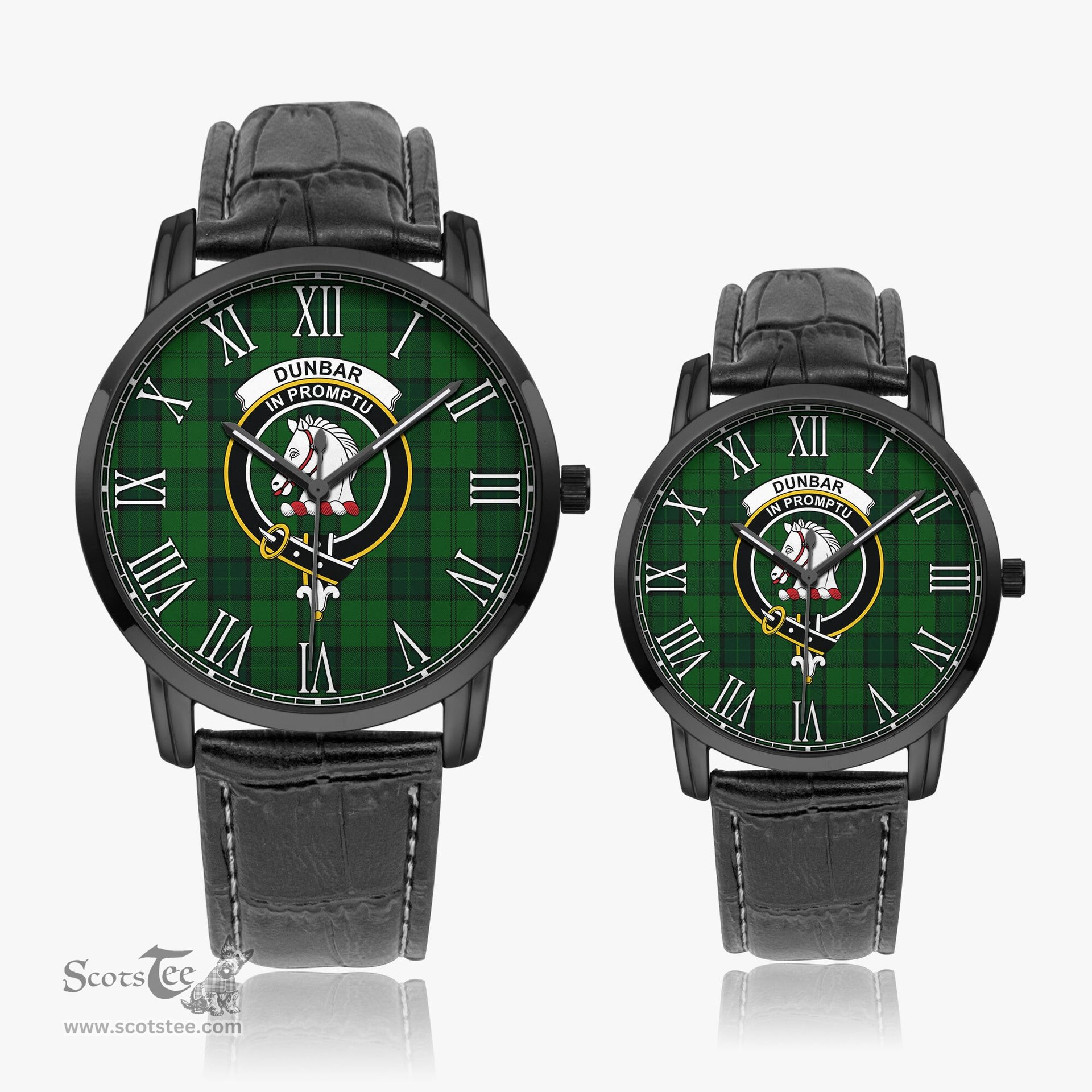 Scottish Dunbar Hunting Family Crest Quartz Watch With Leather Strap - Tartan Watch Instafamous Quartz Leather Strap Plaid Watch Scottish Plaid Tartan Plaid - ScotsTee - scotstee.com