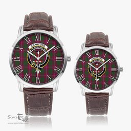 Scottish Crawford Family Crest Quartz Watch With Leather Strap - Tartan Watch Instafamous Quartz Leather Strap Plaid Watch Scottish Plaid Tartan Plaid - ScotsTee - scotstee.com