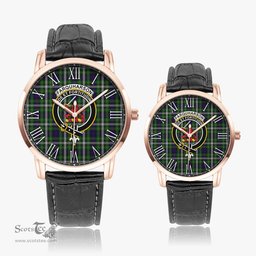Scottish Farquharson Dress Family Crest Quartz Watch With Leather Strap - Tartan Watch Instafamous Quartz Leather Strap Plaid Watch Scottish Plaid Tartan Plaid - ScotsTee - scotstee.com