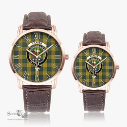 Scottish Fraser Yellow Family Crest Quartz Watch With Leather Strap - Tartan Watch Instafamous Quartz Leather Strap Plaid Watch Scottish Plaid Tartan Plaid - ScotsTee - scotstee.com