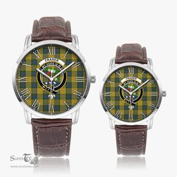 Scottish Fraser Yellow Family Crest Quartz Watch With Leather Strap - Tartan Watch Instafamous Quartz Leather Strap Plaid Watch Scottish Plaid Tartan Plaid - ScotsTee - scotstee.com