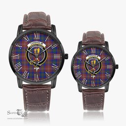 Scottish Chisholm Hunting Modern Family Crest Quartz Watch With Leather Strap - Tartan Watch Instafamous Quartz Leather Strap Plaid Watch Scottish Plaid Tartan Plaid - ScotsTee - scotstee.com