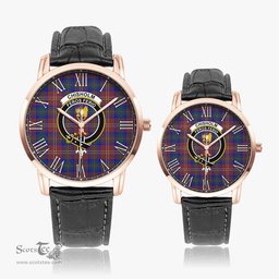 Scottish Chisholm Hunting Modern Family Crest Quartz Watch With Leather Strap - Tartan Watch Instafamous Quartz Leather Strap Plaid Watch Scottish Plaid Tartan Plaid - ScotsTee - scotstee.com