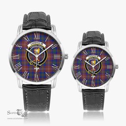 Scottish Chisholm Hunting Modern Family Crest Quartz Watch With Leather Strap - Tartan Watch Instafamous Quartz Leather Strap Plaid Watch Scottish Plaid Tartan Plaid - ScotsTee - scotstee.com