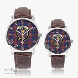 Scottish Chisholm Hunting Modern Family Crest Quartz Watch With Leather Strap - Tartan Watch Instafamous Quartz Leather Strap Plaid Watch Scottish Plaid Tartan Plaid - ScotsTee - scotstee.com