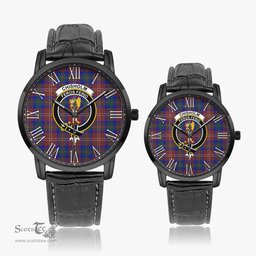 Scottish Chisholm Hunting Modern Family Crest Quartz Watch With Leather Strap - Tartan Watch Instafamous Quartz Leather Strap Plaid Watch Scottish Plaid Tartan Plaid - ScotsTee - scotstee.com
