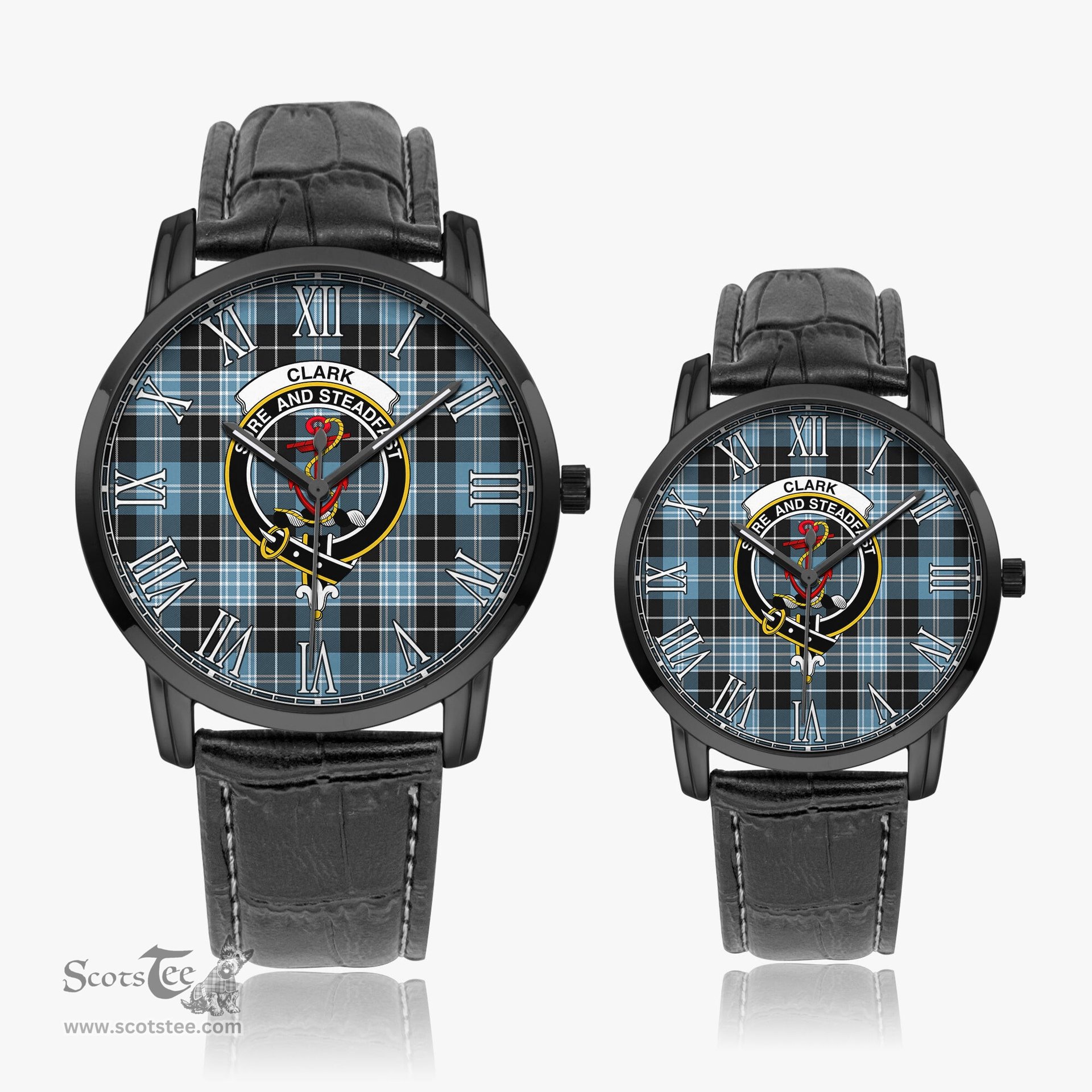 Scottish Clark Ancient Family Crest Quartz Watch With Leather Strap - Tartan Watch Instafamous Quartz Leather Strap Plaid Watch Scottish Plaid Tartan Plaid - ScotsTee - scotstee.com