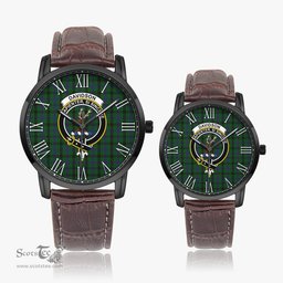 Scottish Davidson Family Crest Quartz Watch With Leather Strap - Tartan Watch Instafamous Quartz Leather Strap Plaid Watch Scottish Plaid Tartan Plaid - ScotsTee - scotstee.com
