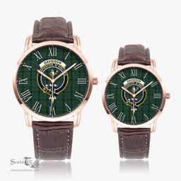 Scottish Davidson Family Crest Quartz Watch With Leather Strap - Tartan Watch Instafamous Quartz Leather Strap Plaid Watch Scottish Plaid Tartan Plaid - ScotsTee - scotstee.com