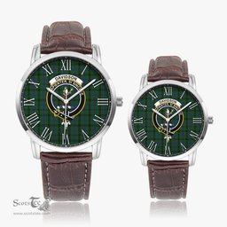 Scottish Davidson Family Crest Quartz Watch With Leather Strap - Tartan Watch Instafamous Quartz Leather Strap Plaid Watch Scottish Plaid Tartan Plaid - ScotsTee - scotstee.com