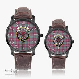 Scottish Crawford Ancient Family Crest Quartz Watch With Leather Strap - Tartan Watch Instafamous Quartz Leather Strap Plaid Watch Scottish Plaid Tartan Plaid - ScotsTee - scotstee.com