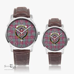 Scottish Crawford Ancient Family Crest Quartz Watch With Leather Strap - Tartan Watch Instafamous Quartz Leather Strap Plaid Watch Scottish Plaid Tartan Plaid - ScotsTee - scotstee.com