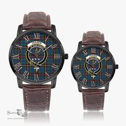 Scottish Fraser Hunting Ancient Family Crest Quartz Watch With Leather Strap - Tartan Watch Instafamous Quartz Leather Strap Plaid Watch Scottish Plaid Tartan Plaid - ScotsTee - scotstee.com