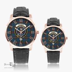 Scottish Fraser Hunting Ancient Family Crest Quartz Watch With Leather Strap - Tartan Watch Instafamous Quartz Leather Strap Plaid Watch Scottish Plaid Tartan Plaid - ScotsTee - scotstee.com