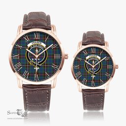 Scottish Fraser Hunting Ancient Family Crest Quartz Watch With Leather Strap - Tartan Watch Instafamous Quartz Leather Strap Plaid Watch Scottish Plaid Tartan Plaid - ScotsTee - scotstee.com
