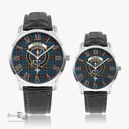 Scottish Fraser Hunting Ancient Family Crest Quartz Watch With Leather Strap - Tartan Watch Instafamous Quartz Leather Strap Plaid Watch Scottish Plaid Tartan Plaid - ScotsTee - scotstee.com