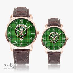 Scottish Clephan Family Crest Quartz Watch With Leather Strap - Tartan Watch Instafamous Quartz Leather Strap Plaid Watch Scottish Plaid Tartan Plaid - ScotsTee - scotstee.com