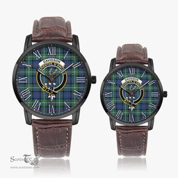 Scottish Davidson of Tulloch Family Crest Quartz Watch With Leather Strap - Tartan Watch Instafamous Quartz Leather Strap Plaid Watch Scottish Plaid Tartan Plaid - ScotsTee - scotstee.com