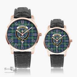 Scottish Davidson of Tulloch Family Crest Quartz Watch With Leather Strap - Tartan Watch Instafamous Quartz Leather Strap Plaid Watch Scottish Plaid Tartan Plaid - ScotsTee - scotstee.com