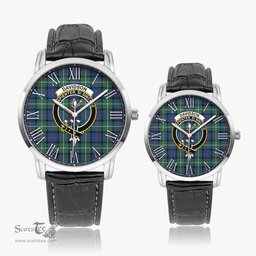 Scottish Davidson of Tulloch Family Crest Quartz Watch With Leather Strap - Tartan Watch Instafamous Quartz Leather Strap Plaid Watch Scottish Plaid Tartan Plaid - ScotsTee - scotstee.com